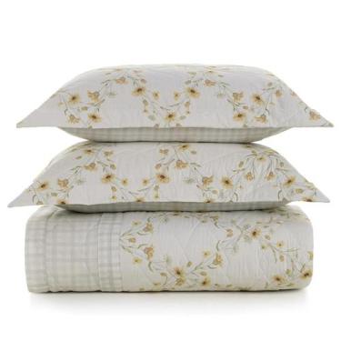 Imagem de Colcha Cobre Leito Queen Karsten 100% Algodão Percal 3 peças, Florata