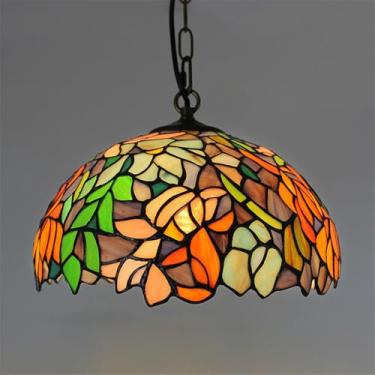 Imagem de Luminária pendente contemporânea de luxo em vidro colorido com LED, estilo retrô americano, ideal para sala de estar, restaurante, quarto, hotel, casa de campo, corredor, café, bar ou escada