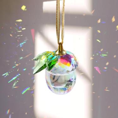 Imagem de Enfeites de cristal de pinha de Natal - enfeite de cristal de pinho pendurado no outono - Enfeite de Natal de pinha para árvore de Natal, artesanato, outono, dia de Ação de Graças, revestimento AB