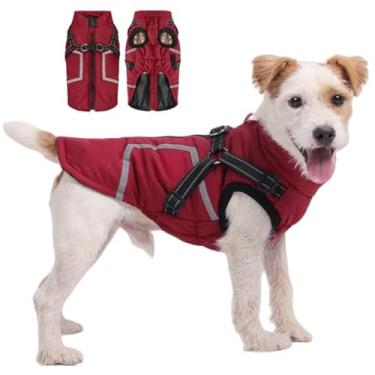 Imagem de Casaco refletivo quente para cães, casaco de inverno impermeável para cães, gola rolê, roupas de cachorro para clima frio (vermelho, GG (peito: 48-51,8 cm, pescoço: (43 cm))