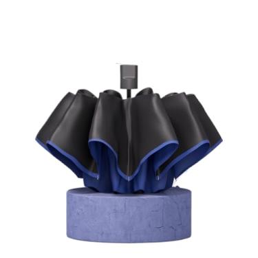 Imagem de barenx Guarda-chuva elegante, guarda-chuva dobrável automático premium, guarda-chuva com proteção UV, guarda-chuva compacto - 8/10/24/60 costelas, 8 costelas com design rodado, azul marinho