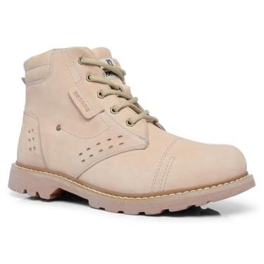 Imagem de Bota de Trilha Adventure Unissex em Couro Legítimo Blaqueado Palmilha de Gel (Branco, BR, Adulto, Numérico, 38)