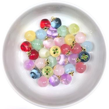 Imagem de ARTISAMILY 20 pingentes de maçã de frutas, pingentes de vidro, pingente de maçã, pingente de cristal, pingentes de frutas, pingente de chaveiro, pulseira, berloque, 16 x 14 mm, para fazer joias