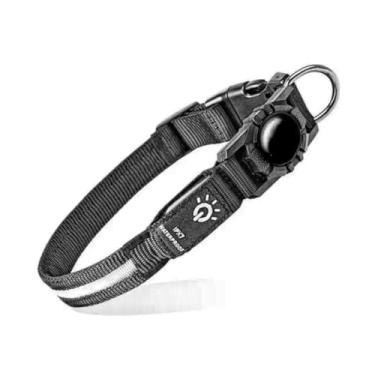 Imagem de Coleira de cachorro de LED com suporte de etiqueta rastreadora compatível com produtos Apple Tracker. Grande, recarregável por USB, ultrabrilhante e de alta visibilidade para segurança noturna, 3