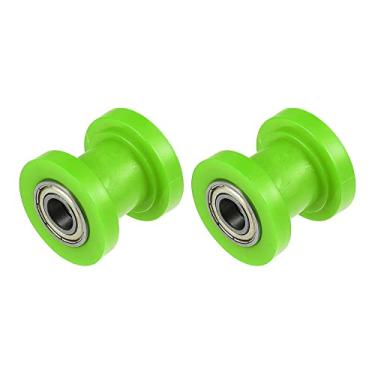 Imagem de X AUTOHAUX 2 peças 10 mm Corrente de acionamento polia de ajuste de corrente tensor guia de roda de borracha para bicicleta de rua, motocicleta, quadriciclos, verde