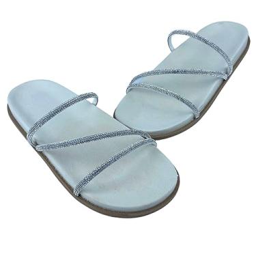 Imagem de Sandália Birken Papete Moda Feminina Chinelo Feminino Com Strass 02 (Branco, BR, Adulto, Numérico, 33)