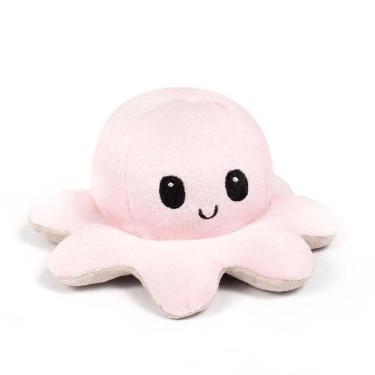 Imagem de Polvo Humor Reversível De Pelúcia Feliz Triste Rosa E Bege