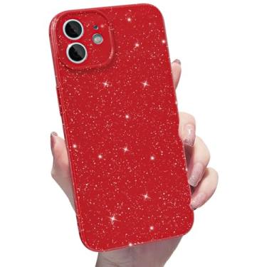 Imagem de Finyosee Capa brilhante para iPhone 12, linda capa de silicone brilhante, brilhante, fina, fina, brilhante, capa protetora de borracha de gel de TPU macio para mulheres e meninas de 6,1 polegadas