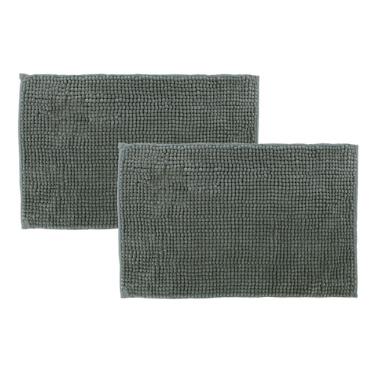 Imagem de Kit 2 Tapetes Banheiro Bolinha Antiderrapante Cinza 58x38cm