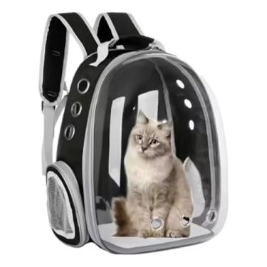 Imagem de Mochila Pet Transparente Visão Panorâmica Transporte Cães e Gatos Ventilação Confortável