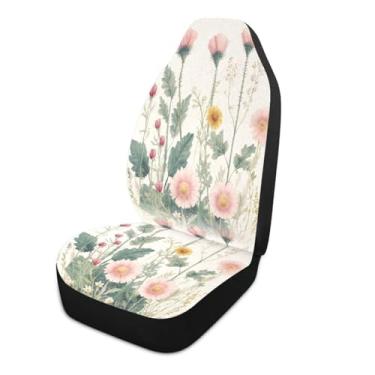 Imagem de Blueangle 1 peça de capas de assento de carro retrô flores silvestres, almofadas protetoras respiráveis para assentos dianteiros de carro, ajuste universal para SUV Sedan Truck Van (788)