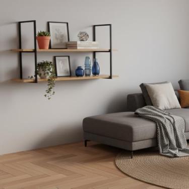 Imagem de Prateleira Industrial Suporte Retangular Aba Meio 30x100cm