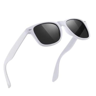 Imagem de Óculos de sol polarizados para homens e mulheres, proteção UV retrô para dirigir e pescar, Branco