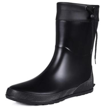 Imagem de Asgard Botas de Chuva Femininas de Cano Médio Colarinho Botas de Jardinagem Ultra Leve Portátil, Black - 9.8" Shaft, 6