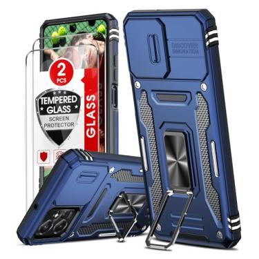 Imagem de LeYi Capa para Motorola Moto G Power-5G-2023: com capa de câmera deslizante + [2 pacotes] protetor de tela de vidro temperado, corpo inteiro de grau militar com capa de suporte para Moto G Power 5G