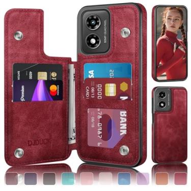 Imagem de DJDUCK Capa carteira projetada para Moto G Play 2024 com porta-cartão, [proteção de couro com bloqueio de RFID] [capa de fecho magnético] à prova de choque masculina e feminina para Moto G Play 2024