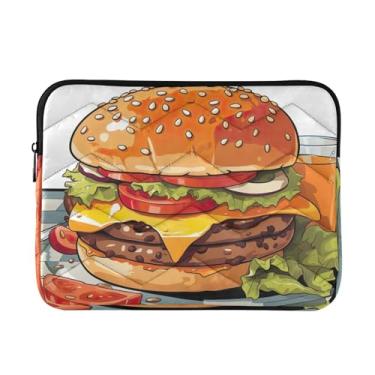Imagem de Coikll Bolsa para laptop Cartoon Burger2, à prova de choque, capa protetora de transporte para notebook de 13 a 14 polegadas