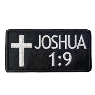 Imagem de Emblema Joshua 1:9 Bíblia bordada, Christ Psalm Tactical Moral Patch emblema gancho e laço costurado para roupas, vestido, chapéu, bolsas