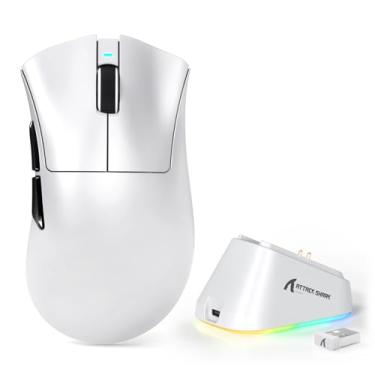 Imagem de MAMBASNAKE Attack Shark V3 PRO 62g Superlight Mouse para jogos sem fio, base de carregamento magnético RGB, BK52820 Tri-Mode BT/2.4G mouse sem fio/com fio, 25000DPI, 500mAh, 5 botões programáveis para