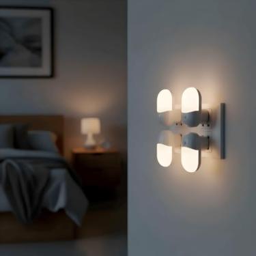 Imagem de Kit 4 Mini Abajur de LED Noturno Bivolt para Quarto Infantil Luminária de Tomada em Acrílico Luz Suave e Confortável para Bebês e Crianças