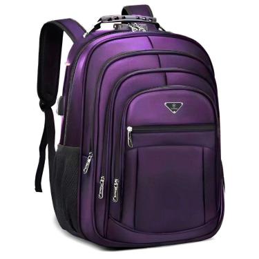 Imagem de Mochila Executiva Notebook Impermeável Reforçada Senha Antifurto Faculdade Trabalho com Porta USB-Unissex