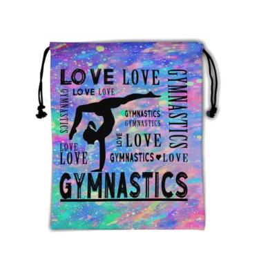 Imagem de Bolsa de aderência de ginástica para ginastas bolsa de cordão de ginástica bolsa de atleta, Roxo azul Love Gymnastics, 9.25" x 12", Clássico