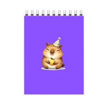 Imagem de Caderno Espiral Ilustrado com Urso Fofo de Aniversário, Capa com Personagem Aquarela, Design Infantil, Volta as Aulas 2026 (3, Roxo)