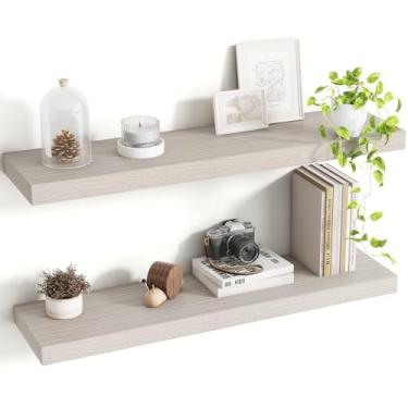 Imagem de Acovy Prateleiras flutuantes de 76 cm, prateleiras flutuantes profundas para parede, prateleira suspensa com suportes invisíveis, prateleiras profundas para banheiro, quarto, sala de estar, cinza
