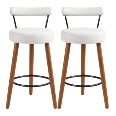 Imagem de Banquetas Retrô Estofada Encosto Cozinha Área Gourmet Churrasqueira Balcão Ilha Bar(3,Branco)