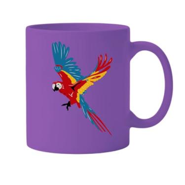 Imagem de Caneca de Cerâmica Branca com Estampa de Arara Vermelha, Azul e Amarela, Design Tropical de Pássaro (4, Roxo, Pequeno)