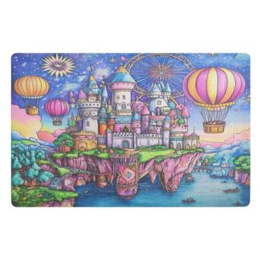Imagem de Joisal Tapete de porta de boas-vindas com desenho animado flutuante para castelo de fantasia, entrada interna, tapetes de porta 81 x 50 cm