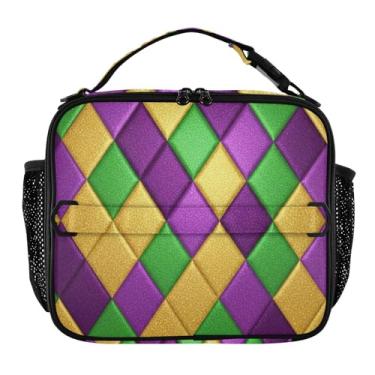 Imagem de Lancheira colorida de losango para mulheres, meninas, lancheira, infantil, masculina, lancheira para trabalho, estampa animal, bolsa térmica para transporte de alimentos para escola