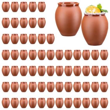Imagem de SUN GKOTTA 66Psc 56.7 g/60ml Cantaritos De Barro Mexicanos, Mini Jarritos De Barro Mexicanos Copos de Coquetel de Cerâmica, Copos Mexicanos Taco Tuesday Copos para Celebração, Tequila, Margaritas