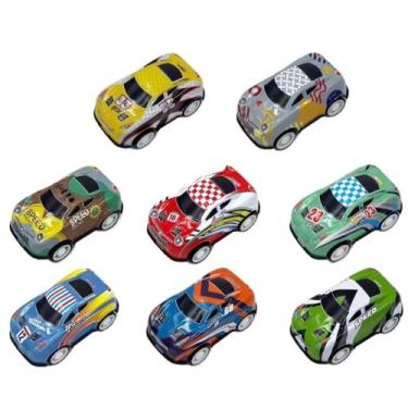 Imagem de Carros de corrida com 8 peças, mini veículos push-and-go para brincar