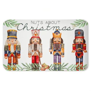 Imagem de Tapete antifadiga Nuts About Christmas, ergonômico acolchoado para cozinha e tapete de pé com suporte antiderrapante, tapete confortável ecológico, design por Kim Allen, 76 cm x 45 cm