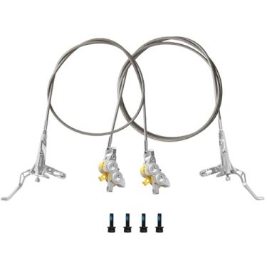 Imagem de ZTZ Kit de freio hidráulico de 4 pistões para bicicletas elétricas – Compatível com Surron Light Bee/Ultra Bee, Talaria XXX/Sting MX3 MX4, Segway X160 X260, 79Bike Falcon M, E Ride Pro-SS (prata)