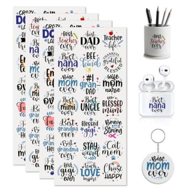 Imagem de Dorsbaby Família 84 peças UV DTF adesivos para chaveiros AirPods capas decalques para fones de ouvido Bluetooth, telefone, notebook, mini copos