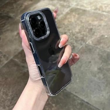 Imagem de Capa de celular com alça de pulso para iPhone 16E 14 15 16 Plus 11 12 13 16 Pro Max com carregamento magnético transparente à prova de choque, B preta, para iPhone 15
