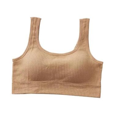 Imagem de Top De Algodão Sexy Feminino Em Cor Sólida Com Alças Largas, Sutiã Esp