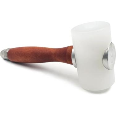 Imagem de Martelo de escultura em couro, cabo de madeira, martelo de nylon para artesanato em couro, faça você mesmo, martelo de couro, cabo de madeira com cabeça em T de nylon