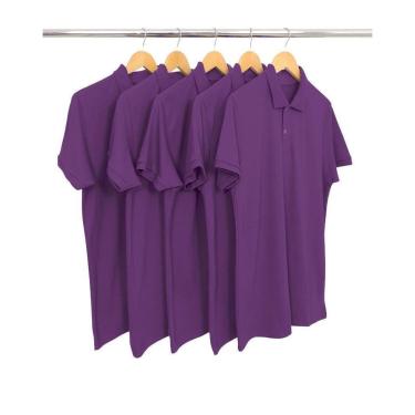Imagem de Kit 5 Camisas Gola Polo Piquet Masculinas Lisa-Masculino