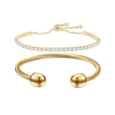 Imagem de VanSabrina Conjunto de pulseira banhada a ouro, Medium, Aço inoxidável, Sem Pedra Preciosa