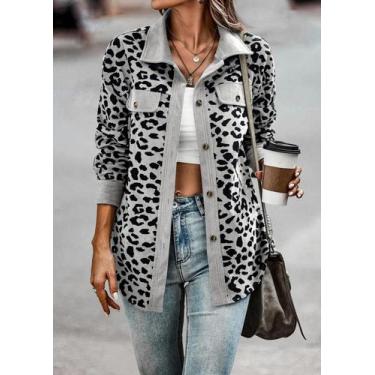 Imagem de Jaqueta Bomber Elegante Feminina Com Estampa De Leopardo, Estilo Casua