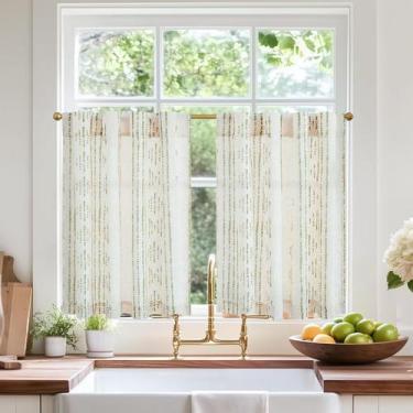Imagem de Cortinas Jinchan Boho de Lino 91x92 cm 2 Paneles Salvia