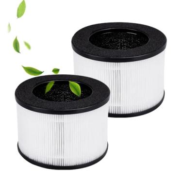 Imagem de OLYCRAFT 2 pacotes de substituição de filtro de ar para purificador genuíno verdadeiro H13 HEPA filtros de ar plástico branco filtro de carbono para purificador M01 remove poeira fumaça odor pêlen