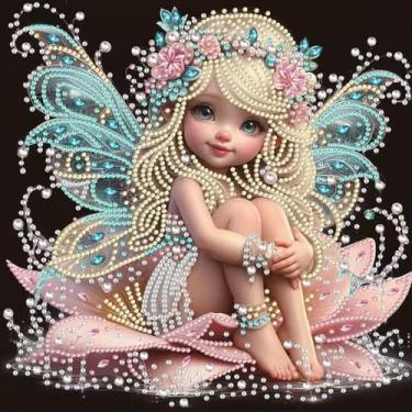 Imagem de SHICERNHJ Kits de pintura de diamante para adultos iniciantes, kits de arte de diamante de forma especial de fada de borboleta, 5D, brocas, joias, arte, faça você mesmo, strass de cristal, artesanato