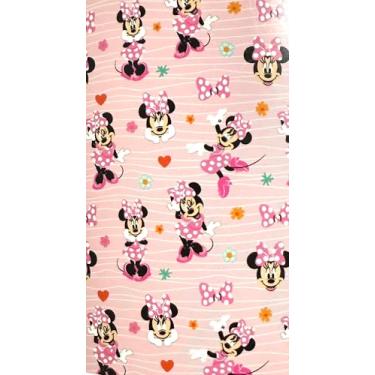 Imagem de Cobertor de flanela Disney Minnie Mouse, rosa e menta, design decorativo de corações e flores, 102 x 127 cm