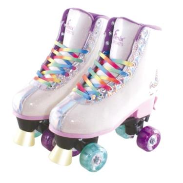 Imagem de Patins Quad Infantil – Estilo, Conforto e Diversão com Rodas PVC e Bota Acolchoada(Unicórnio - Roxo,M (35-38))