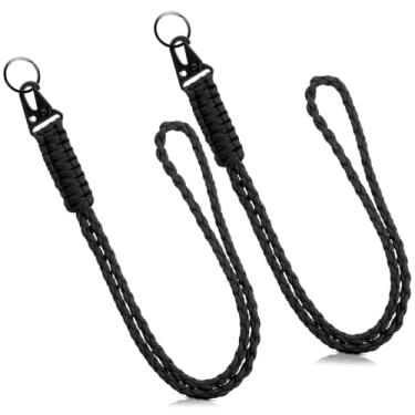 Imagem de Sibba Cordão de crachá com chaveiro, 2 peças de cordão de pescoço preto com alça de gancho de metal, cordões ajustáveis para chaveiros, porta-crachás de identificação