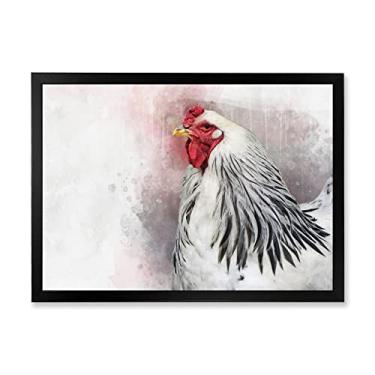 Imagem de DesignQ White Columbia Brahma Rooster Bird Arte de parede emoldurada tradicional